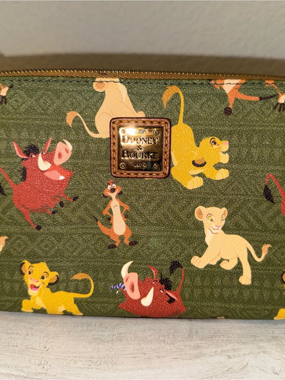Dooney & Bourke Green Lion King Zip Pouch